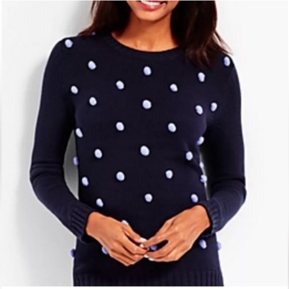 Talbots Baubles Pom Pom Sweater